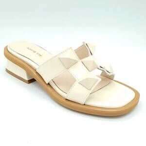 NEW ALL BLACK women's pyramid stud mule in white